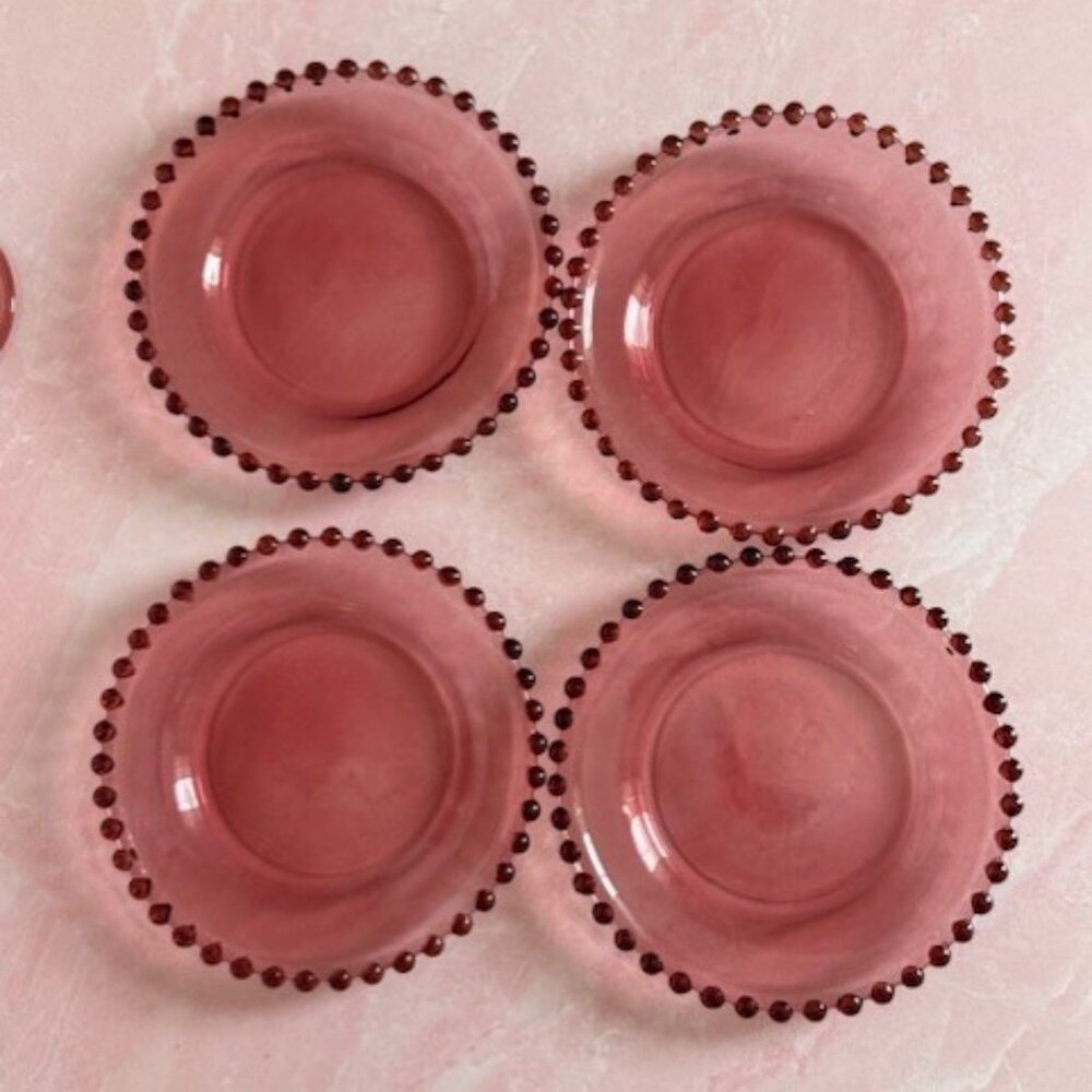 Threshold (4) Appetizer Plates, for entertaining, dessert plates, Pink Red Dots - Picture 8 of 8